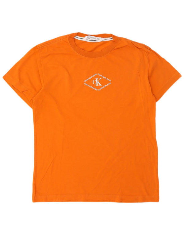 Calvin Klein Jeans Mens Graphic T-Shirt Top XS Orange