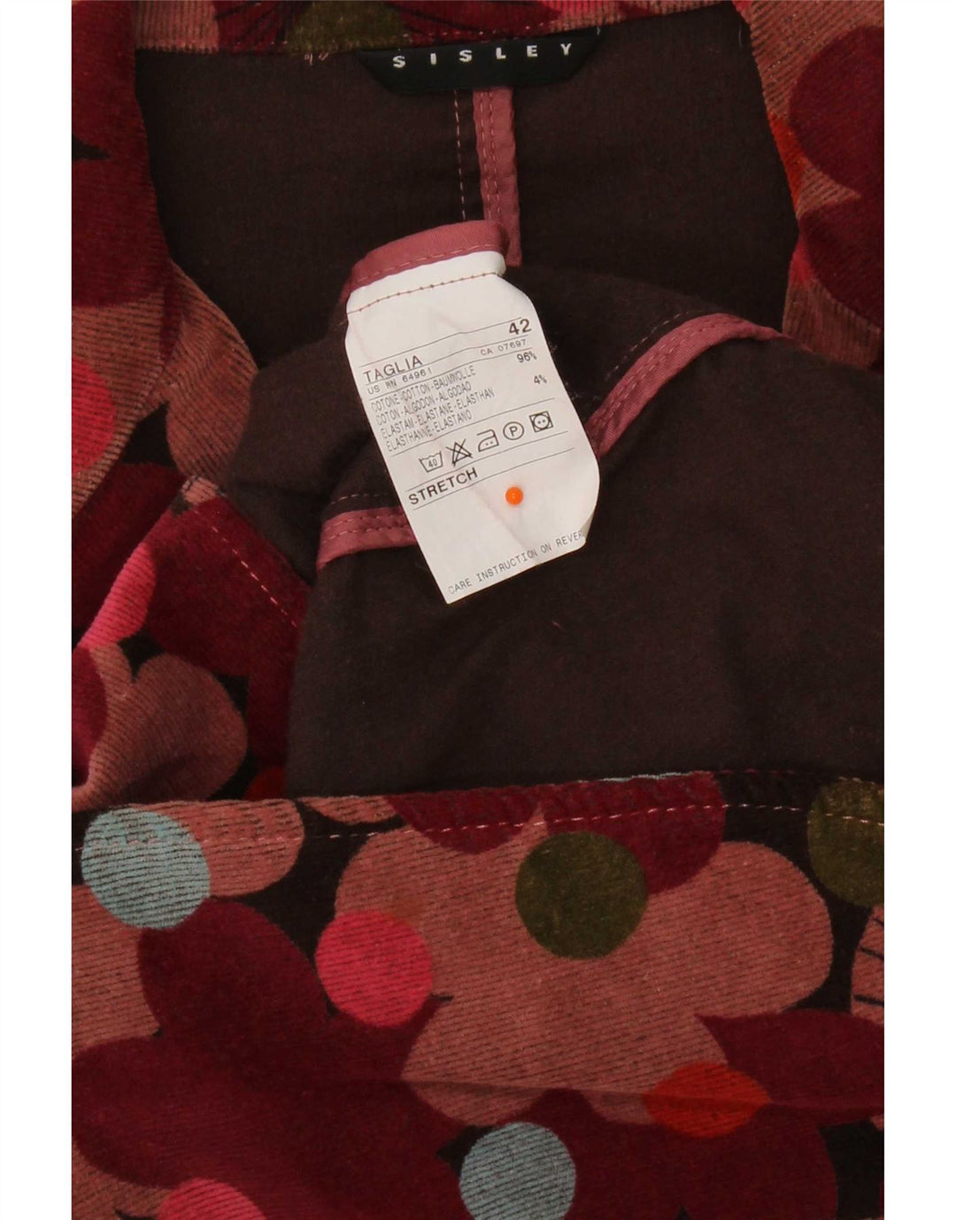 Sisley Womens Crop 2 Button Blazer Jacket IT 42 Medium Multicoloured Floral