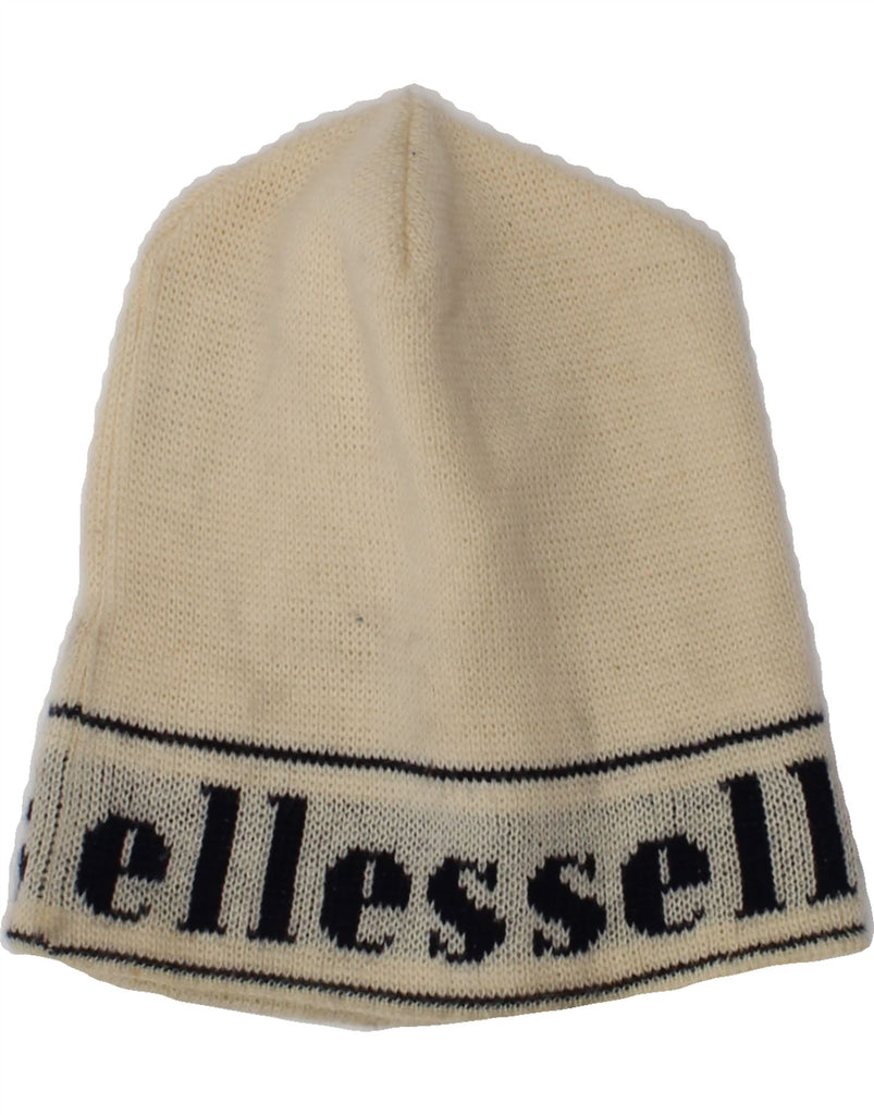 ELLESSE Mens Graphic Beanie Hat One Size Off White Virgin Wool | Vintage Ellesse | Thrift | Second-Hand Ellesse | Used Clothing | Messina Hembry 