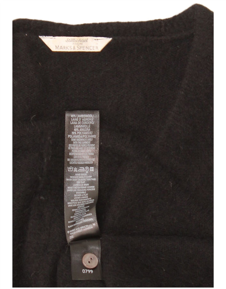 Marks & Spencer Womens Cardigan Sweater UK 16 Large Black Angora