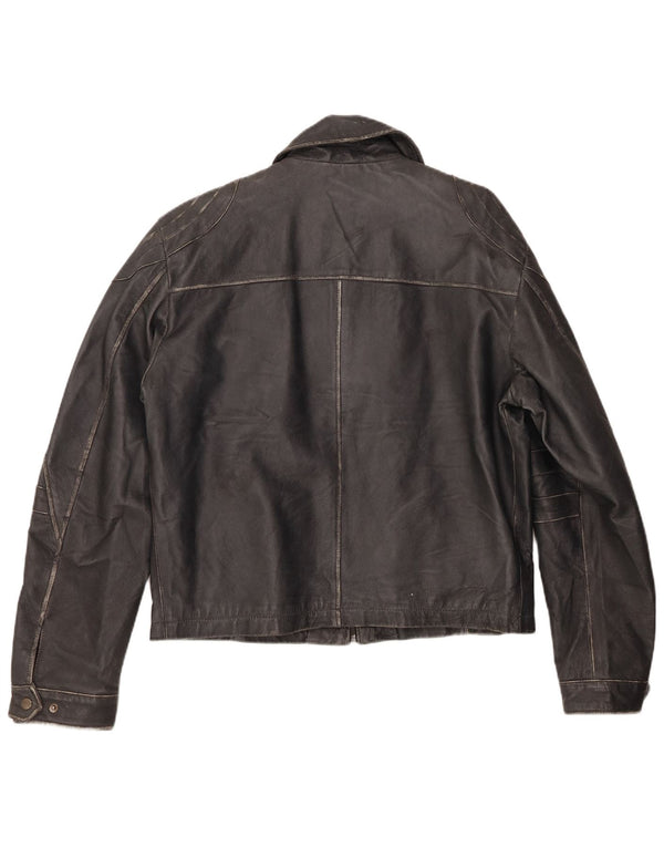 Vintage Mens Leather Jacket IT 52 XL Black