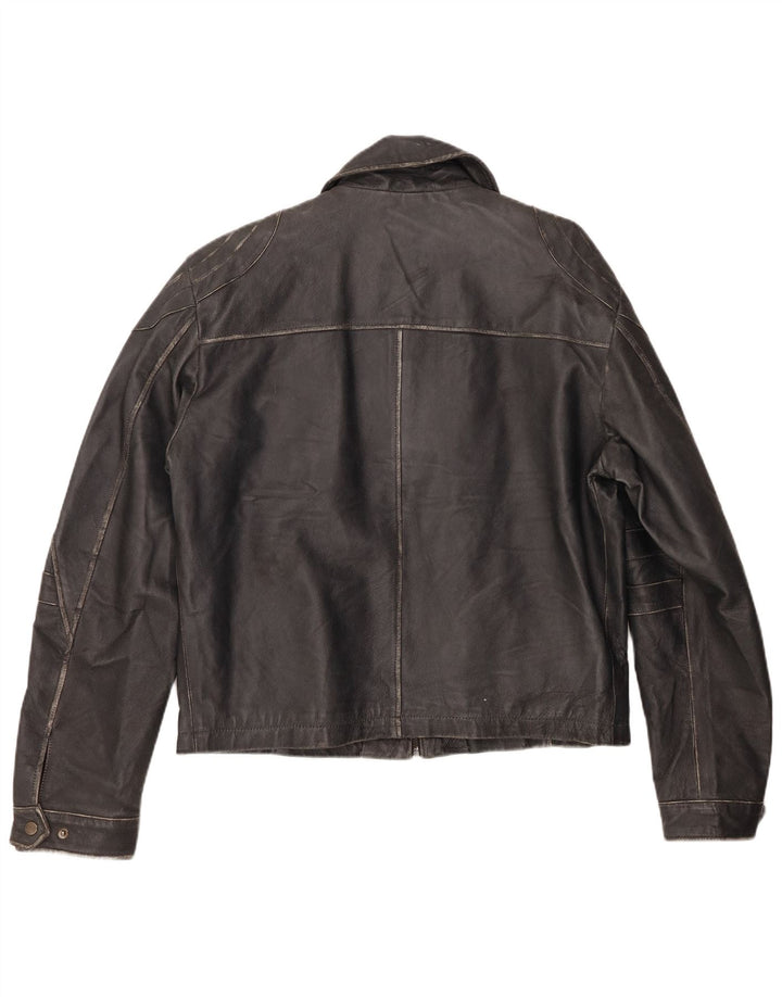 Vintage Mens Leather Jacket IT 52 XL Black