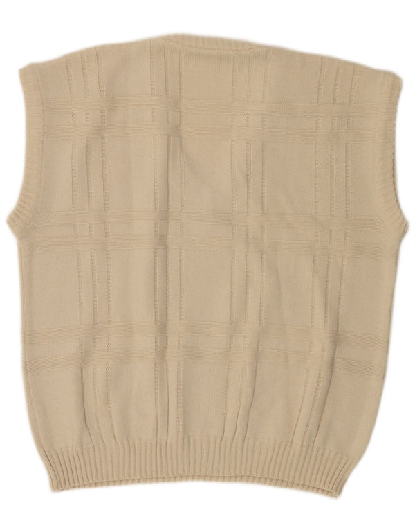 VINTAGE Mens Vest Tank Top IT 52/54 Large Off White Polyacrylic