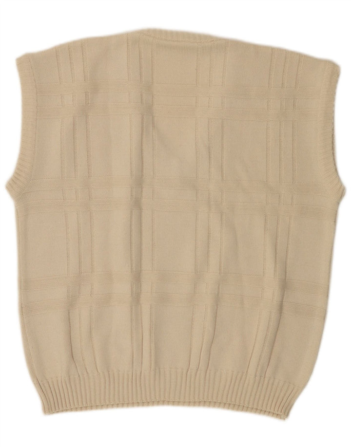 VINTAGE Mens Vest Tank Top IT 52/54 Large Off White Polyacrylic