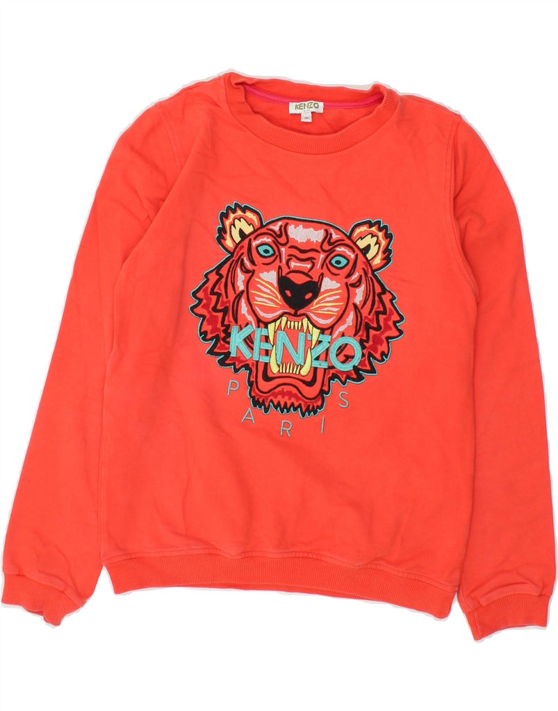 KENZO Girls Paris Graphic Sweatshirt Jumper 13-14 Years Orange | Vintage Kenzo | Thrift | Second-Hand Kenzo | Used Clothing | Messina Hembry 