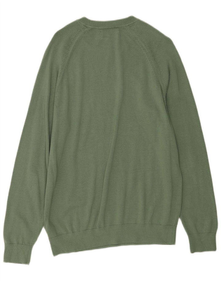 Marks & Spencer Mens Crew Neck Jumper Sweater Medium Green Cotton