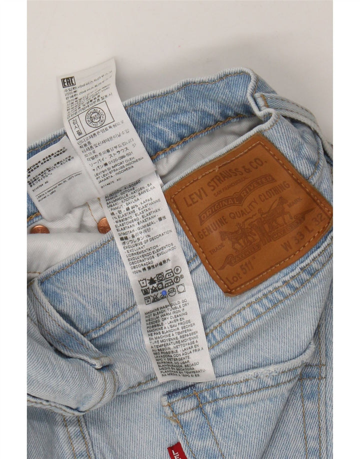 Levi's Womens 511 Distressed Slim Jeans W33 L32 Blue Patchwork Cotton
