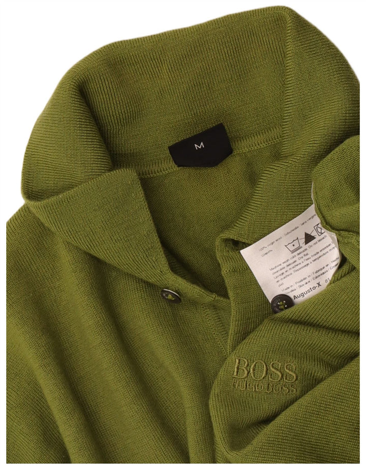 Hugo Boss Mens Polo Neck Jumper Sweater Medium Green Virgin Wool