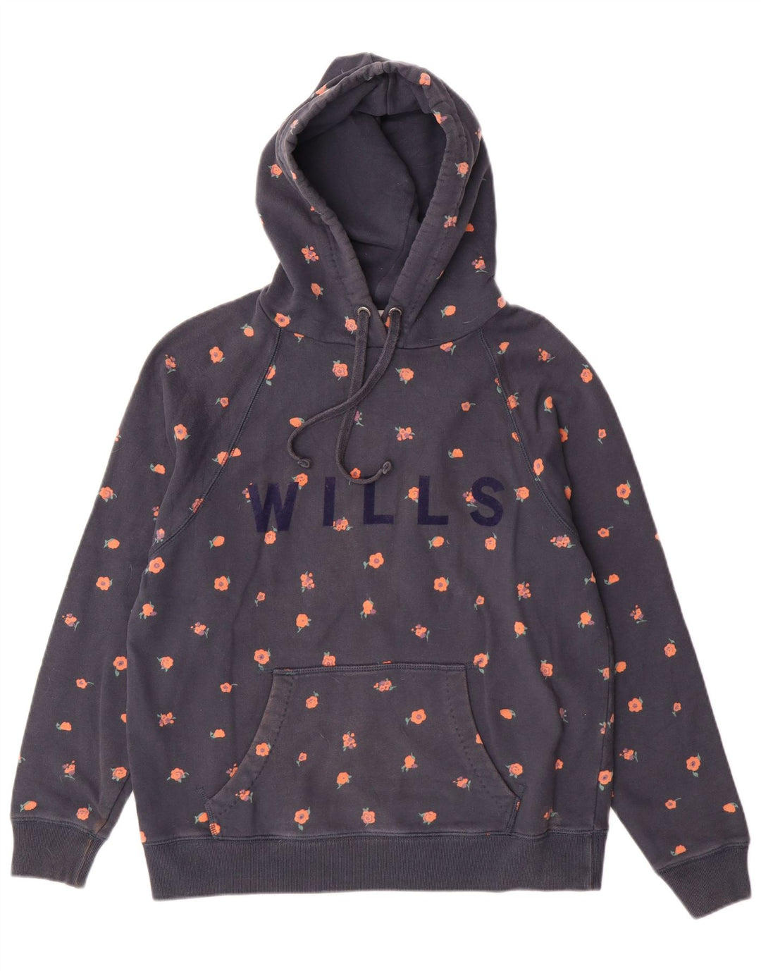 Jack Wills Womens Graphic Hoodie Jumper UK 12 Medium Navy Blue Cotton