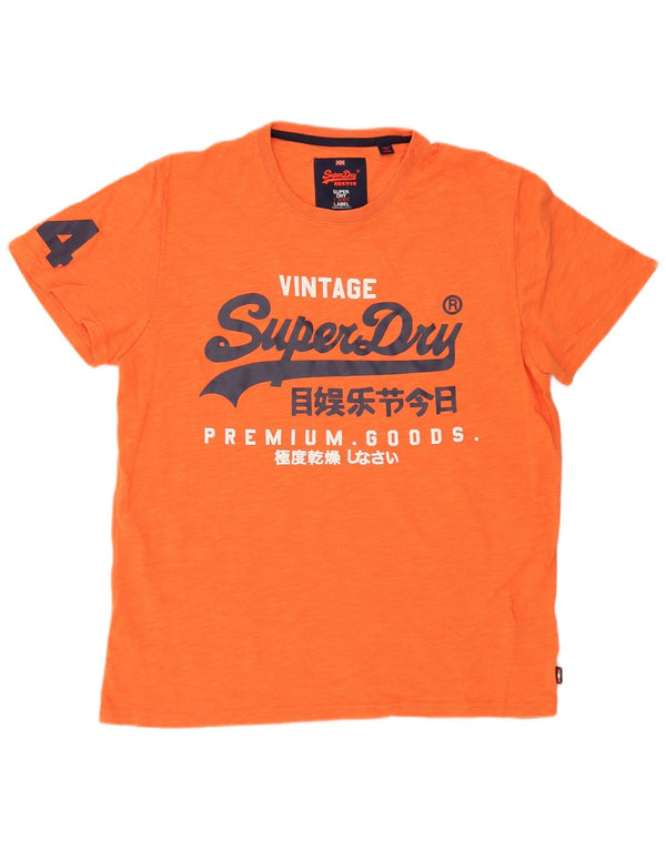 Superdry Mens Graphic T-Shirt Top 2XL Orange Cotton