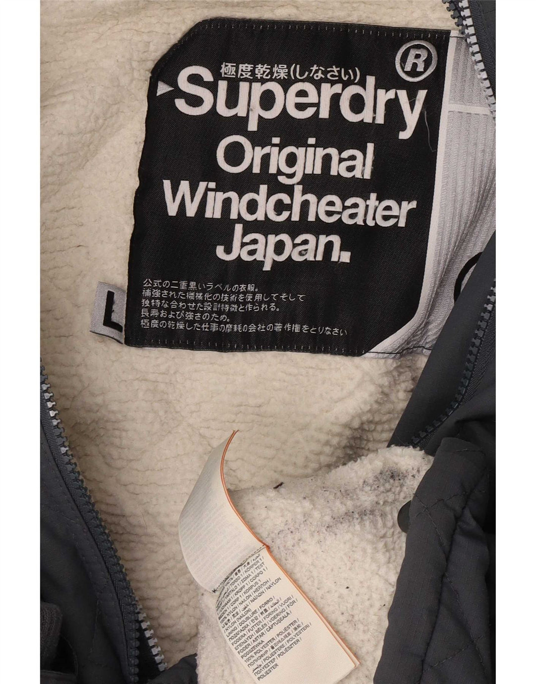 Superdry Womens Windcheater Hooded Windbreaker Jacket UK 40 Large Grey