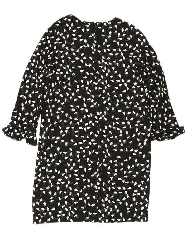 Max Mara Womens 3/4 Sleeve Shift Dress UK 8 Small Black Geometric Polyester