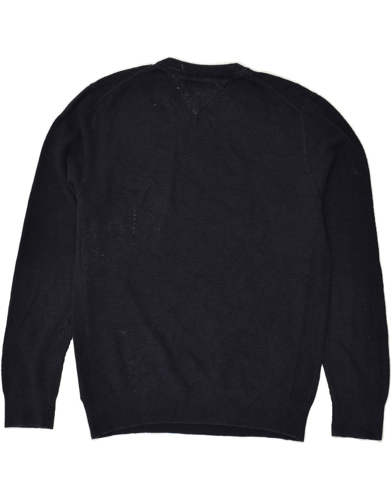 TOMMY HILFIGER Mens Crew Neck Jumper Sweater Medium Navy Blue Cotton | Vintage Tommy Hilfiger | Thrift | Second-Hand Tommy Hilfiger | Used Clothing | Messina Hembry 