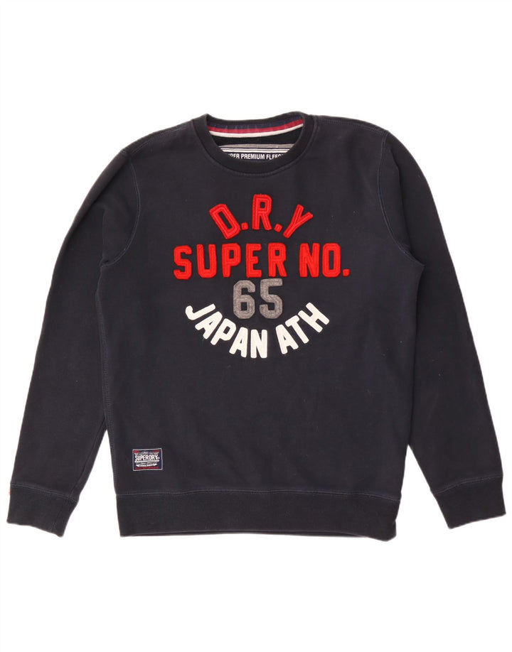 Superdry Mens Graphic Sweatshirt Jumper XL Navy Blue Cotton