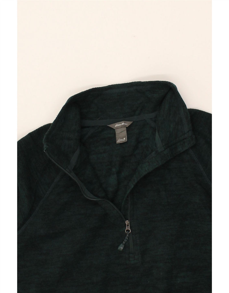 EDDIE BAUER Womens Zip Neck Fleece Jumper UK 14 Medium Green Flecked Vintage Eddie Bauer and Second-Hand Eddie Bauer from Messina Hembry 