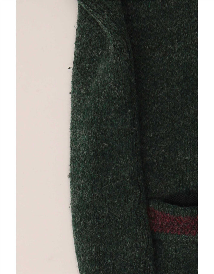 Vintage Mens Cardigan Sweater XL Green Wool