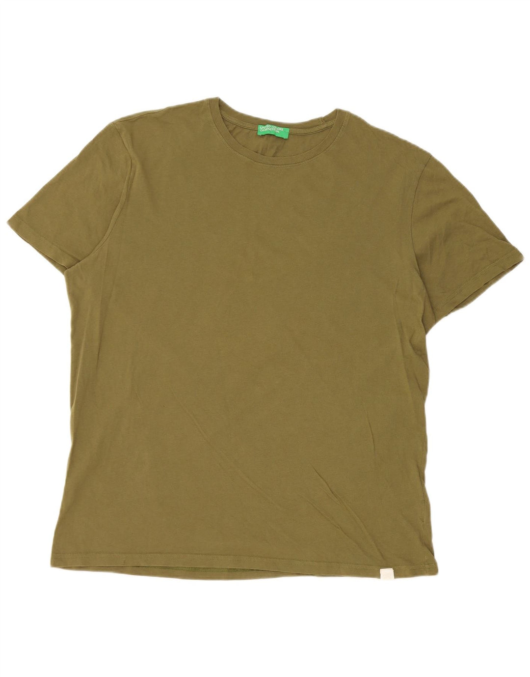 Benetton Mens T-Shirt Top XL Khaki Cotton