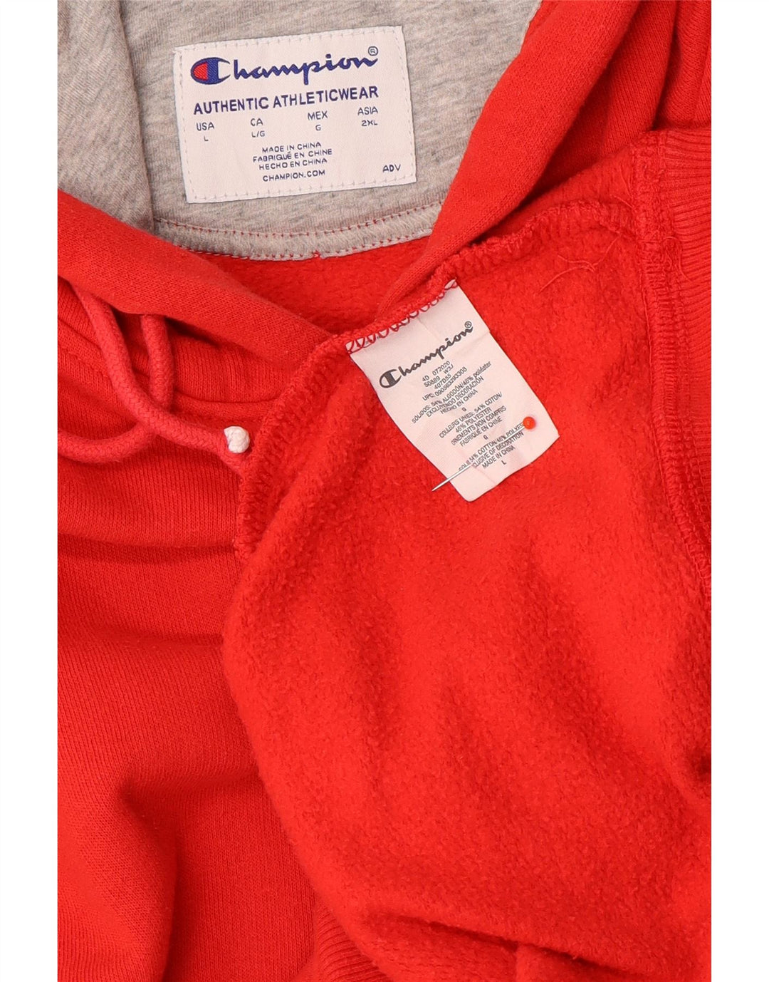 Champion Mens Hoodie Jumper Large Red Cotton