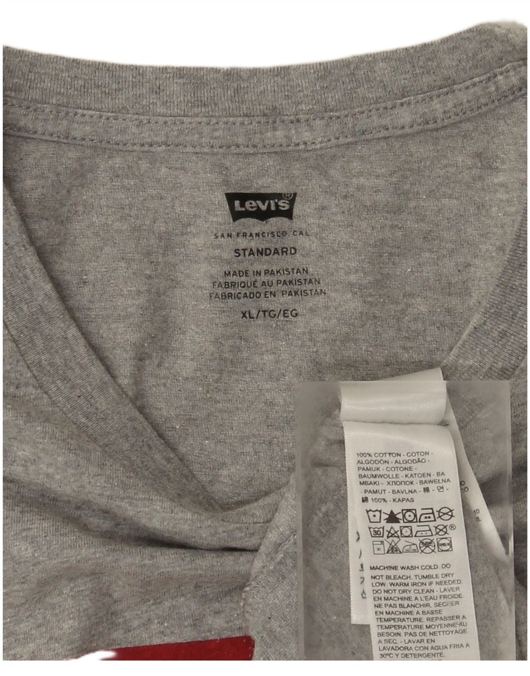 Levi's Mens Standard Graphic T-Shirt Top XL Grey Cotton