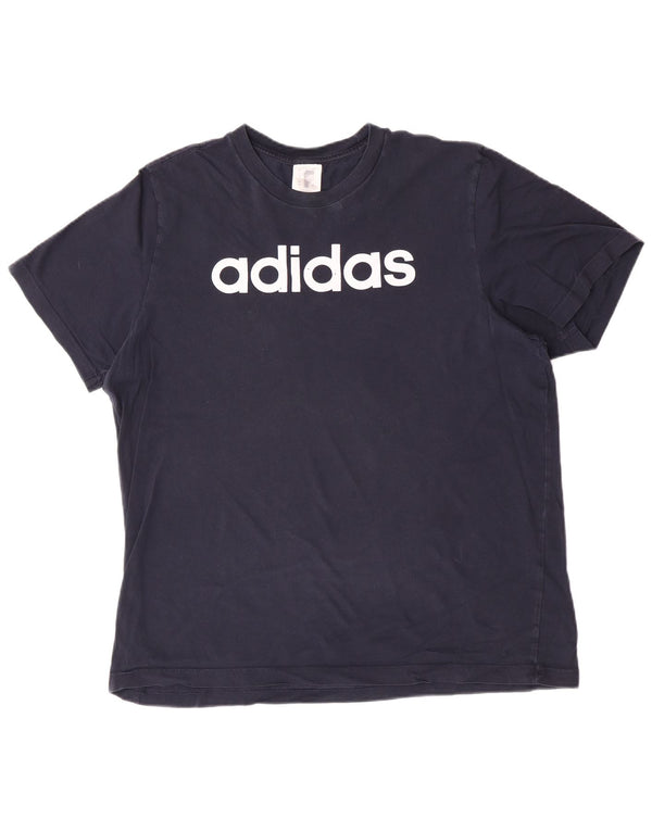 Adidas Mens Graphic T-Shirt Top Large Navy Blue Cotton