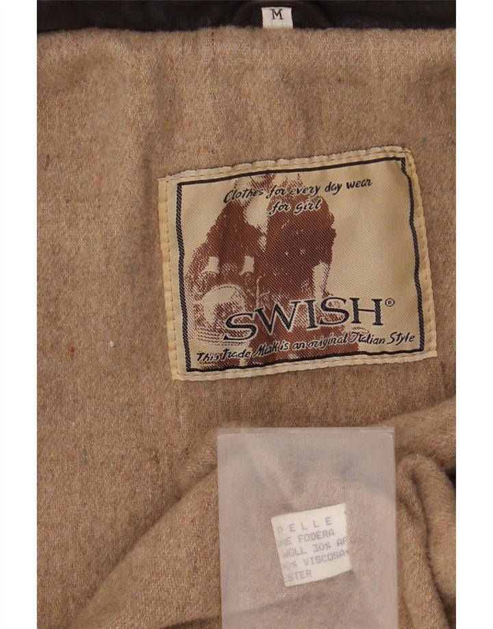 Swish Womens Oversized Leather Jacket UK 14 Medium Brown Leather