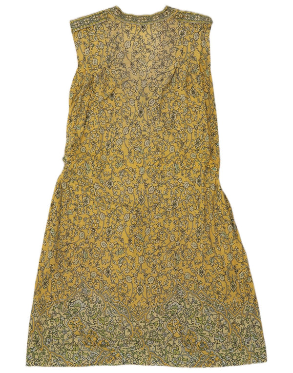 Vintage Womens Sleeveless Loose Fit Basic Dress IT 42 Medium Yellow Paisley