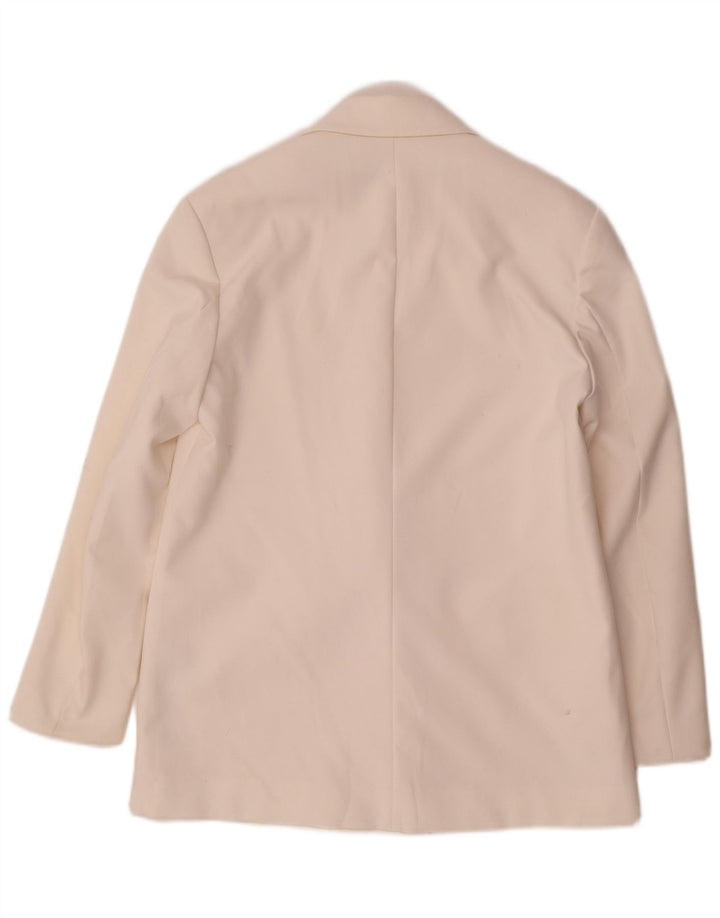 Zara Womens Oversized Double Breasted Blazer Jacket UK 6 XS White Polyester