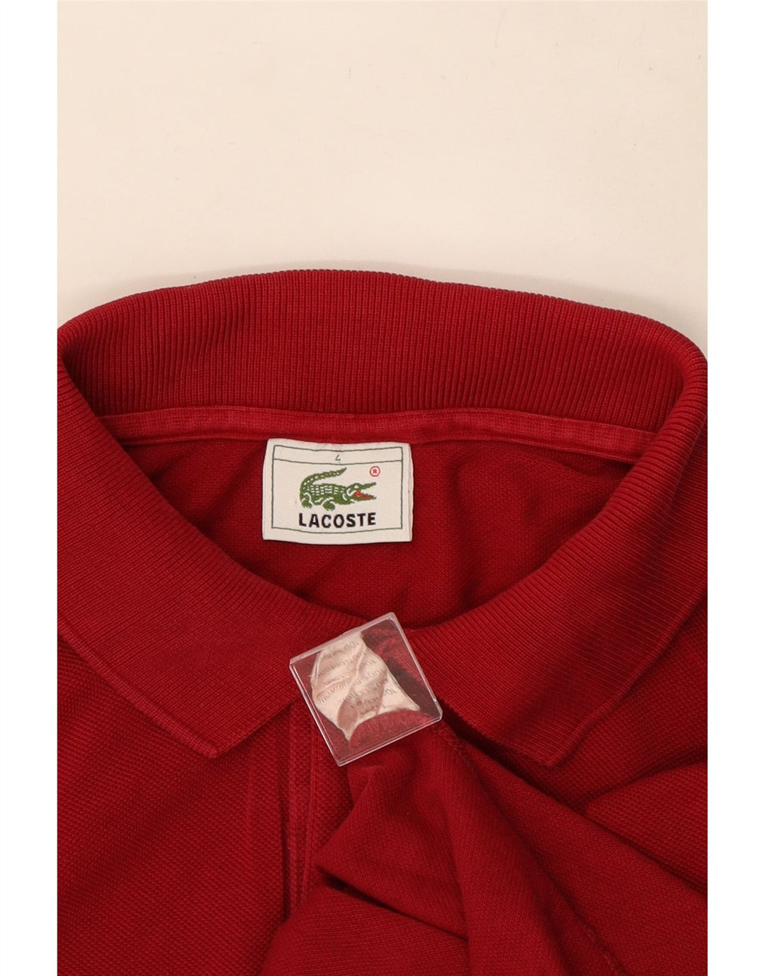 Lacoste Mens Long Sleeve Polo Shirt Size 4 Medium Red Cotton