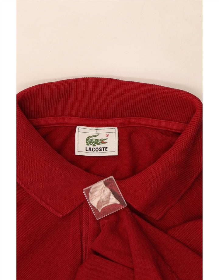 Lacoste Mens Long Sleeve Polo Shirt Size 4 Medium Red Cotton