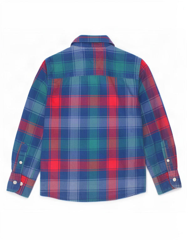 Tommy Hilfiger Boys Flannel Shirt 3-4 Years Blue Plaid Cotton