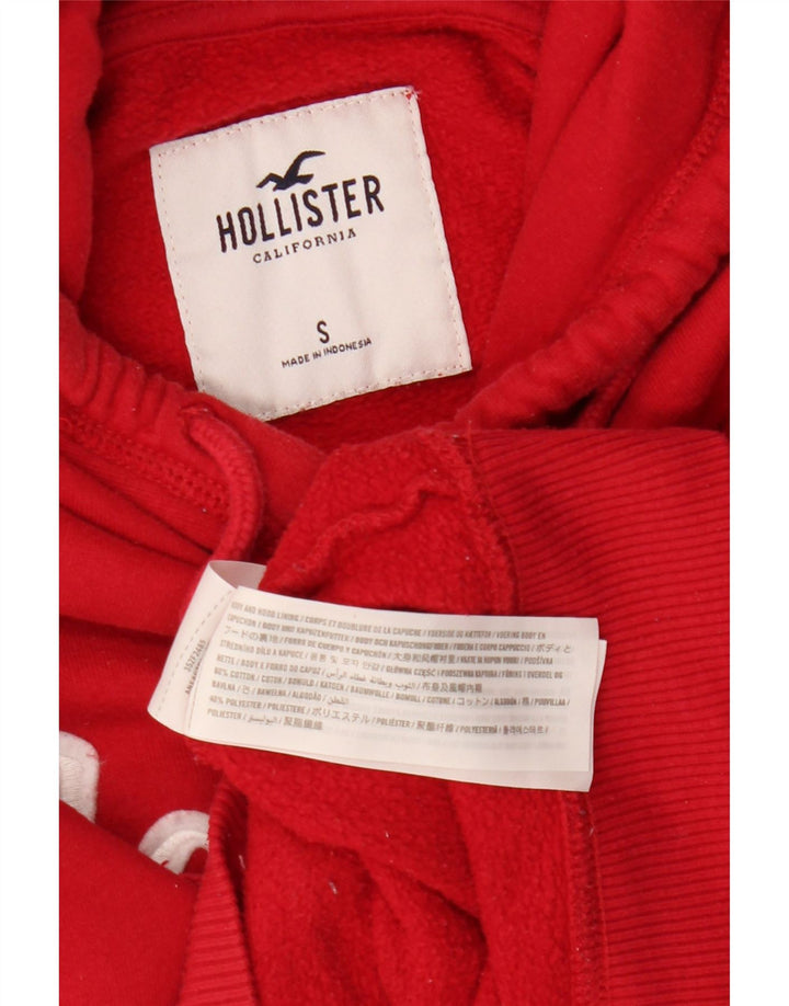 HOLLISTER Womens Graphic Hoodie Jumper UK 10 Small Red Cotton