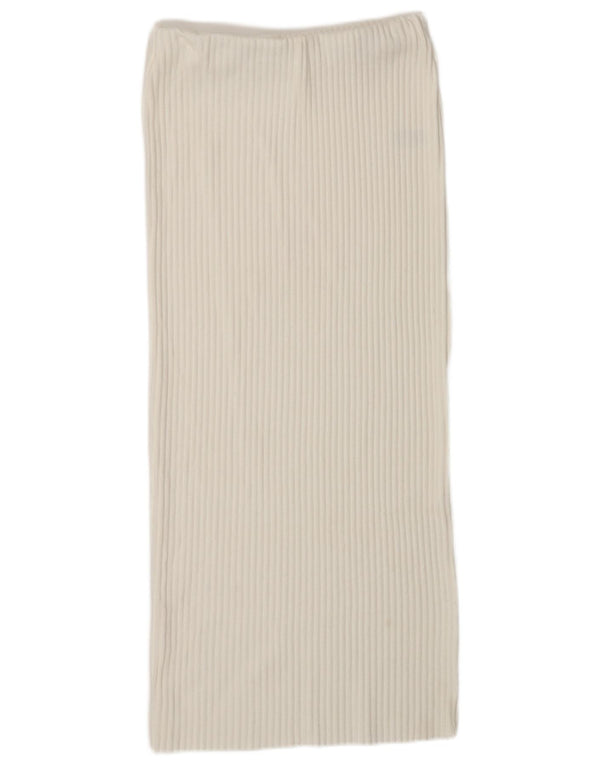 Zara Womens High Waist Midi Skirt Small W28 White Cotton