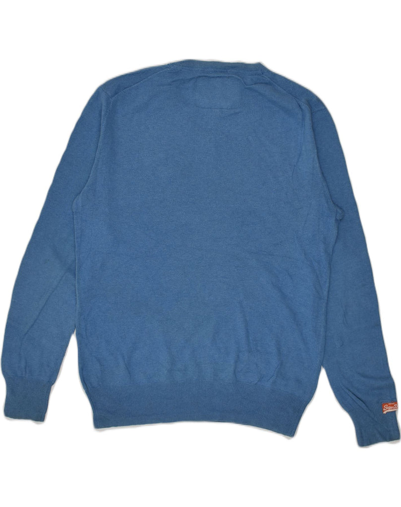 SUPERDRY Mens V-Neck Jumper Sweater Large Blue Cotton | Vintage Superdry | Thrift | Second-Hand Superdry | Used Clothing | Messina Hembry 