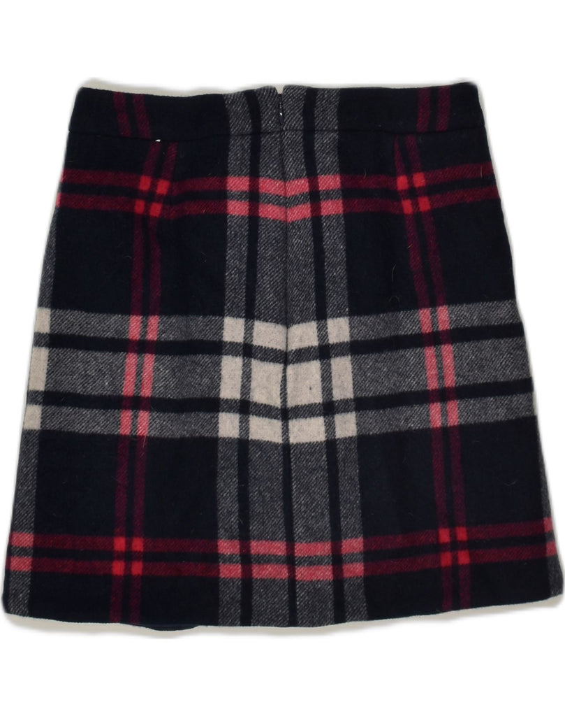 J. CREW Womens Wrap Skirt US 0 XS W26 Navy Blue Check Wool | Vintage J. Crew | Thrift | Second-Hand J. Crew | Used Clothing | Messina Hembry 