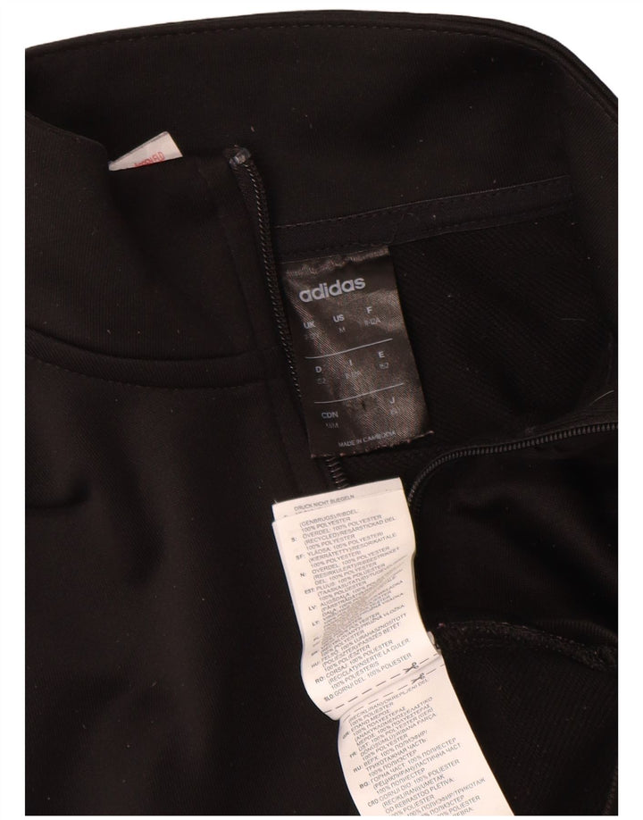 Adidas Girls Graphic Tracksuit Top Jacket 11-12 Years Black Polyester
