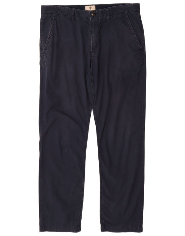 TIMBERLAND Mens Straight Chino Trousers W36 L30 Navy Blue Cotton