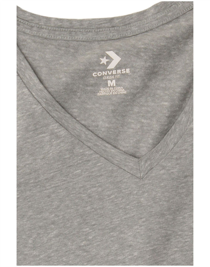 CONVERSE Womens Classic Fit Graphic T-Shirt Top UK 12 Medium Grey Cotton