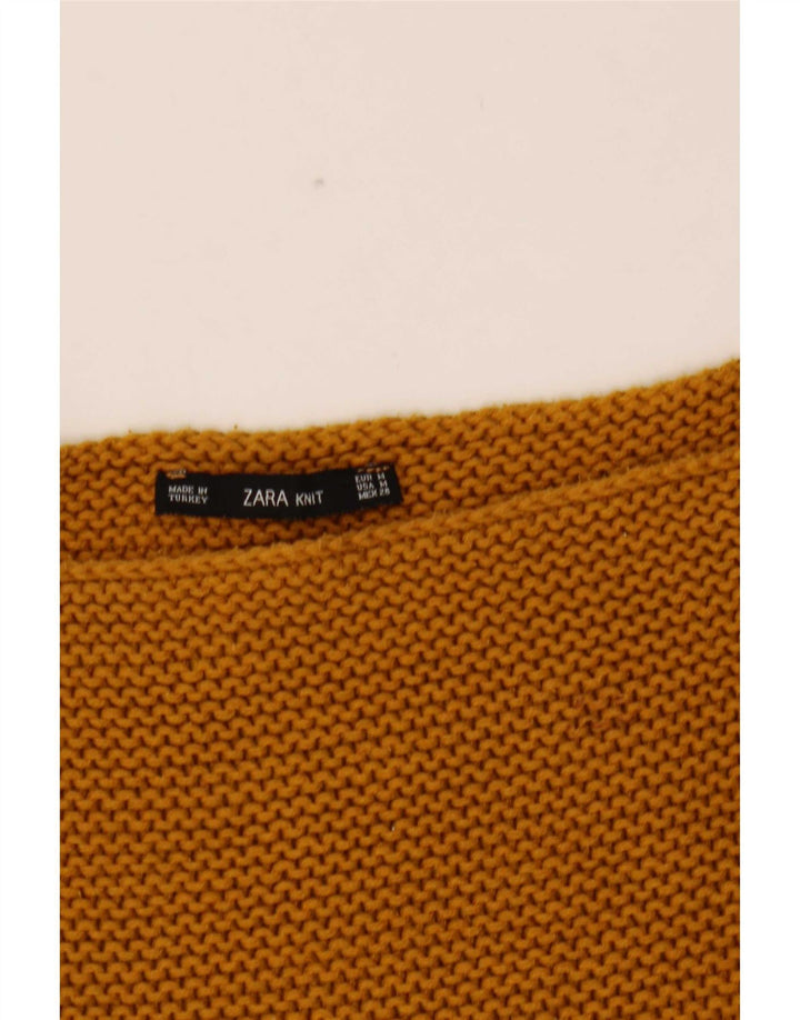 Zara Womens Oversized Boat Neck Jumper Sweater UK 14 Medium Yellow