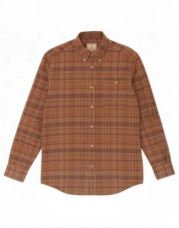 Beretta Mens Flannel Shirt Small Brown Check Cotton