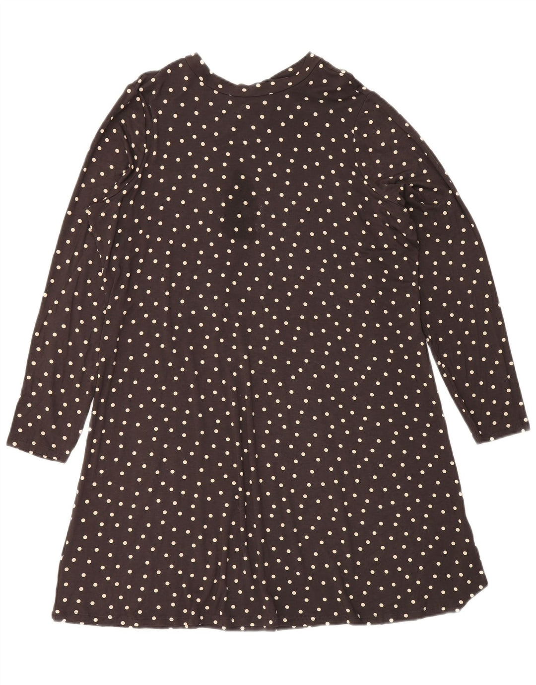 MARKS & SPENCER Womens Front Tie A-Line Dress UK 18 XL  Brown Polka Dot