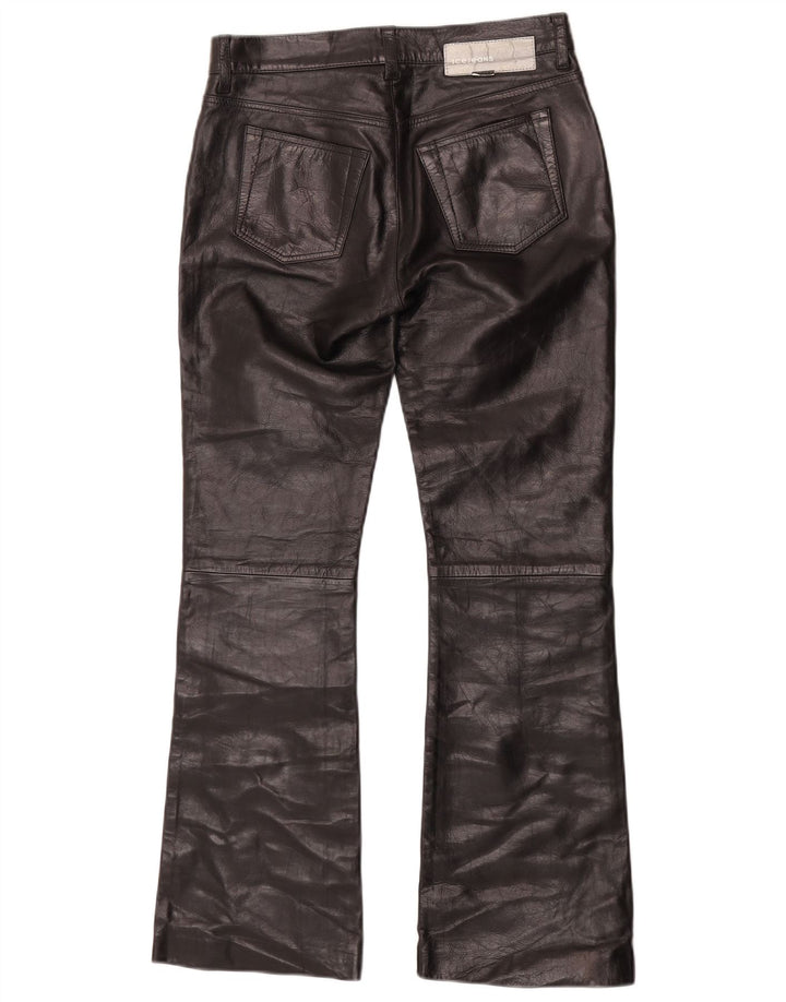 Iceberg Womens Bootcut Leather Trousers W27 L29 Black Leather