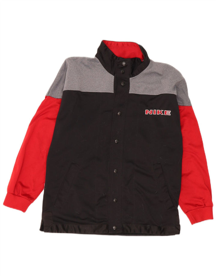 Nike Boys Graphic Tracksuit Top Jacket 12-13 Years Large Black Colourblock