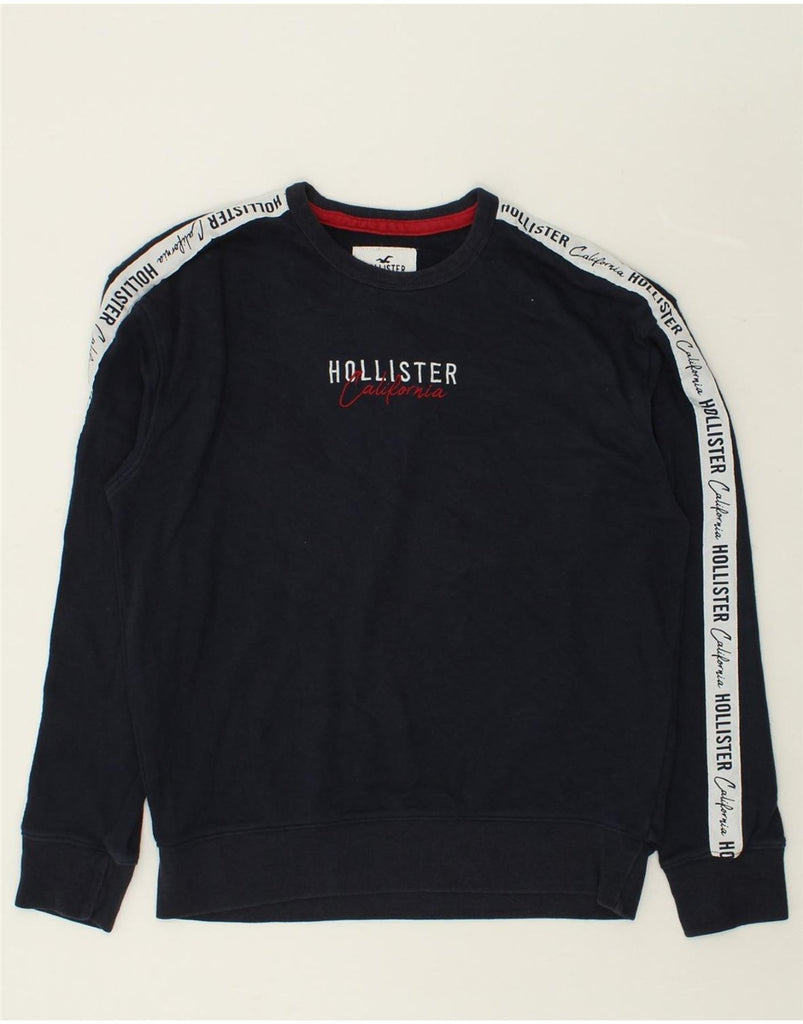 HOLLISTER Mens Graphic Sweatshirt Jumper Large Navy Blue Cotton | Vintage Hollister | Thrift | Second-Hand Hollister | Used Clothing | Messina Hembry 