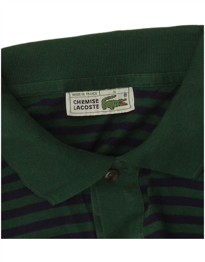 Lacoste Mens Polo Shirt Size 4 Medium Green Pinstripe