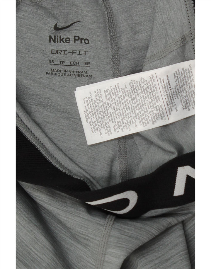 NIKE Womens Dri Fit Graphic Leggings UK 4 XS  Grey Flecked Polyester