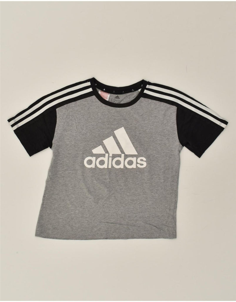 ADIDAS Boys Graphic T-Shirt Top 11-12 Years Grey Colourblock | Vintage Adidas | Thrift | Second-Hand Adidas | Used Clothing | Messina Hembry 