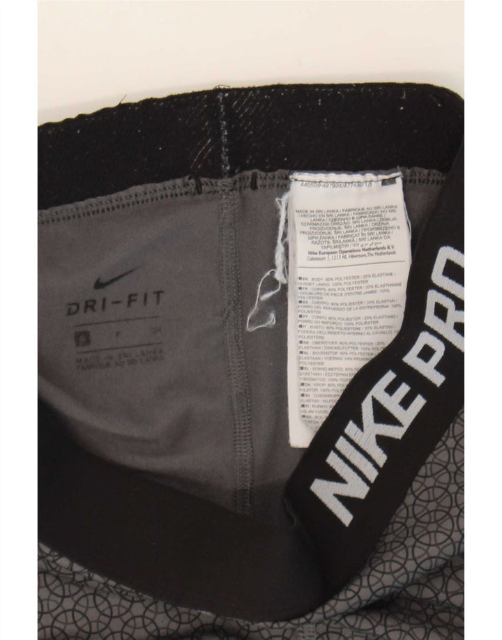 Nike Womens Dri Fit Graphic Leggings UK 8 Small Grey Geometric Polyester