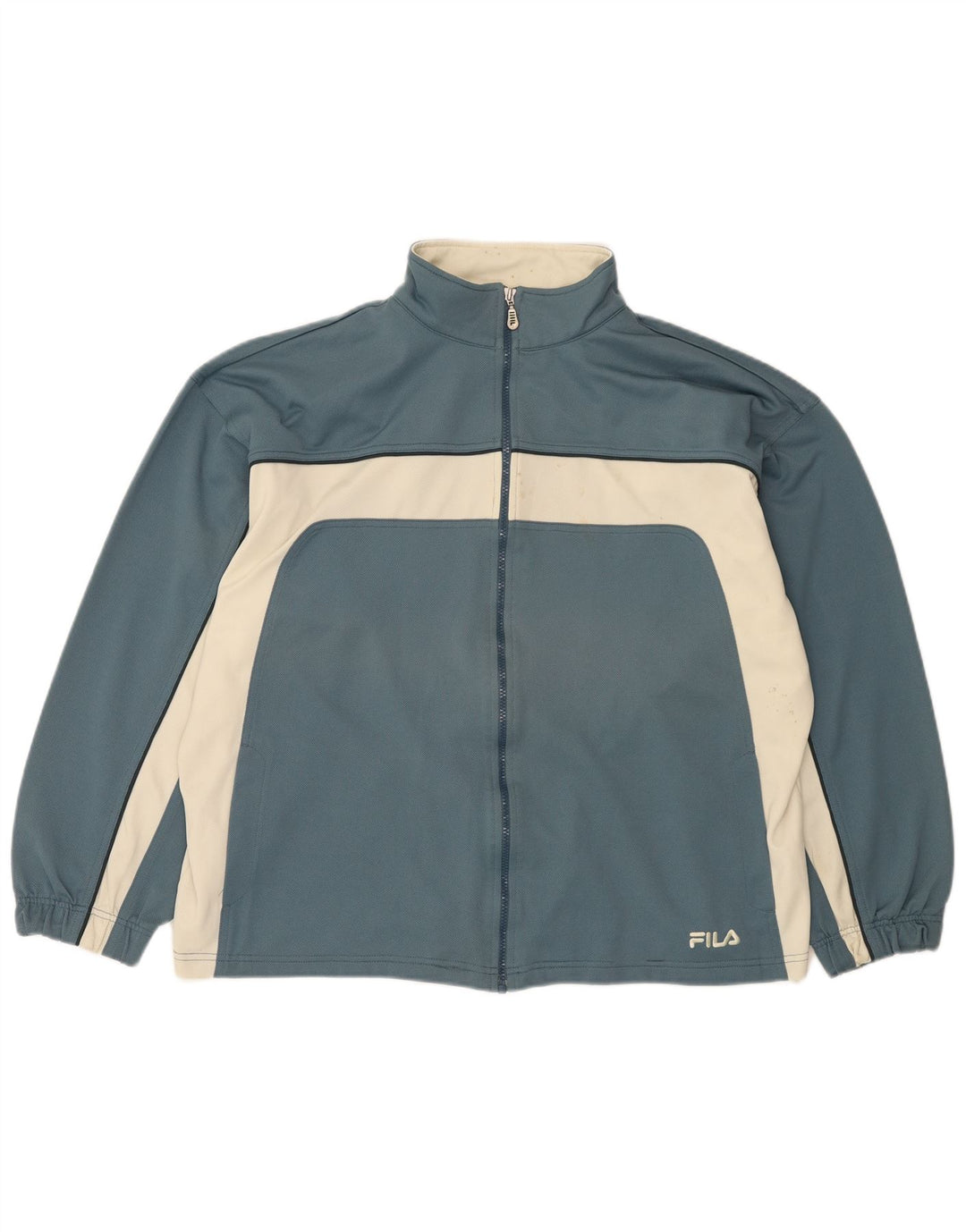 Fila Mens Loose Fit Tracksuit Top Jacket Large Blue Colourblock Polyester
