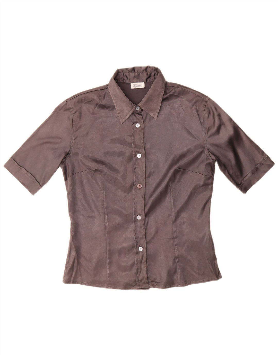 Stefanel Womens Short Sleeve Shirt UK 14 Large Grey