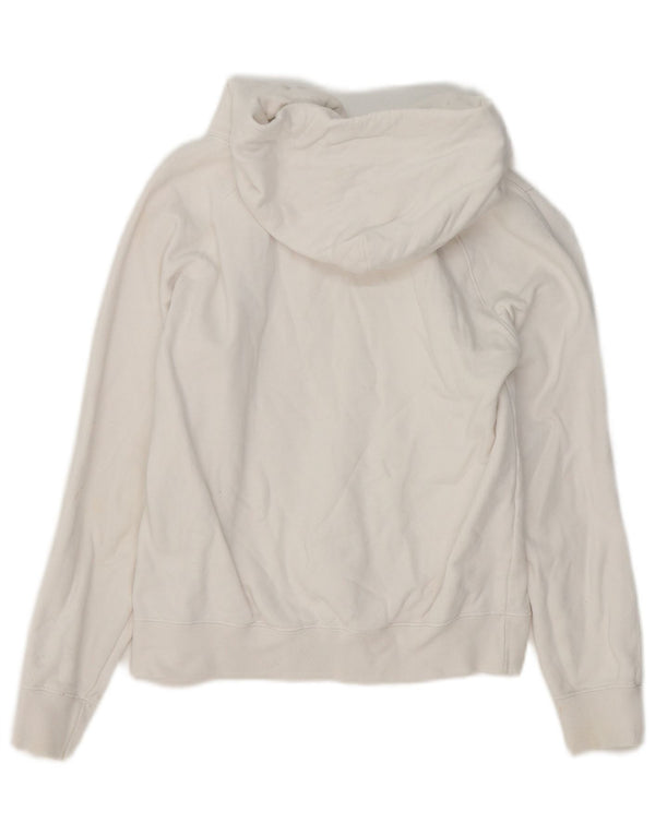 Champion Womens Crop Graphic Hoodie Jumper UK 6 XS White Cotton
